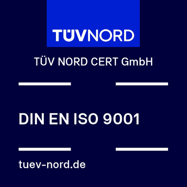 Zertifikatssiegel TÜV NORD CERT, DIN EN ISO 9001